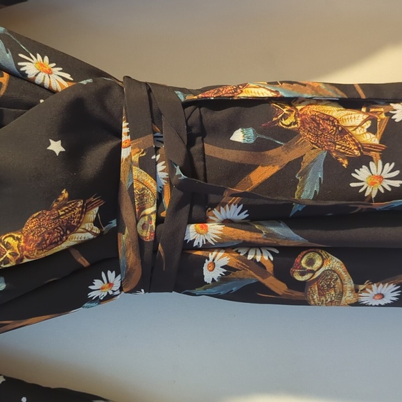 eShakti Wrap Maxi Dress with Ruched Long Sleeves in Owl Print - Picture 5 of 10